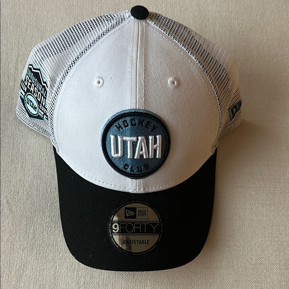New Era Utah Hockey Club Black and White Cap